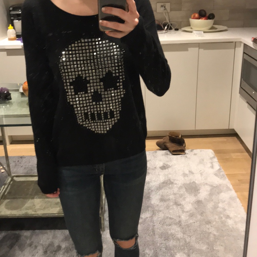 Autumn Cashmere Black Skull Sweater